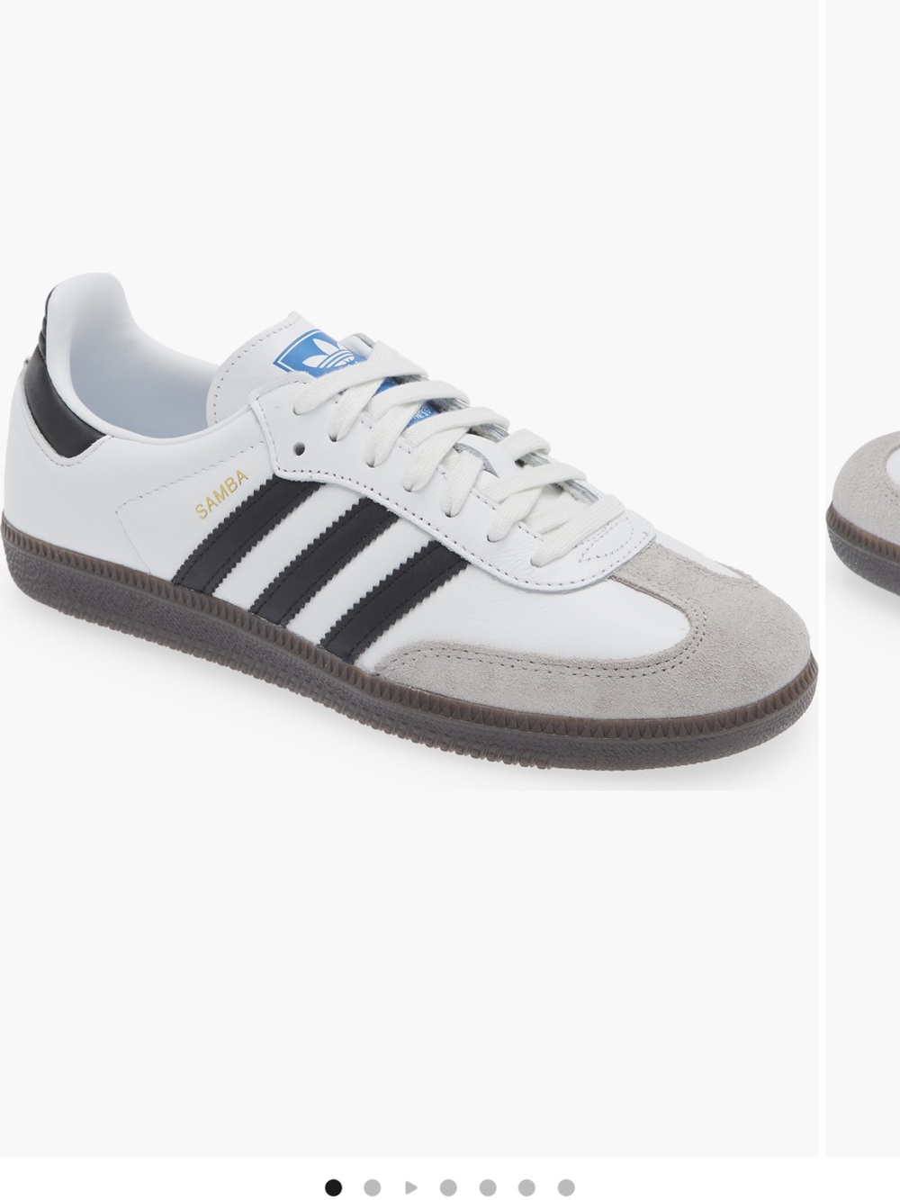 adidas Samba Leather Sneaker in White, Black, Gray